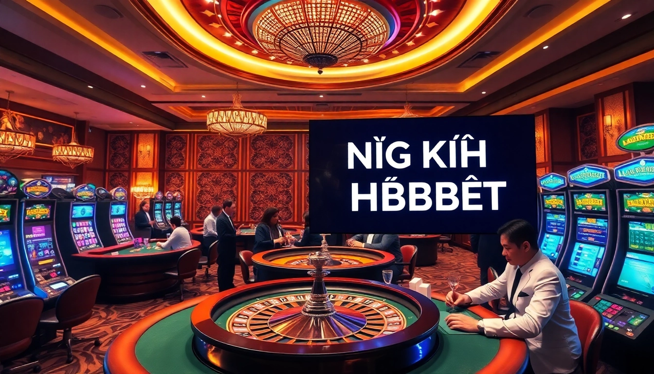 Engaging scene of luxury casino experience featuring ĐĂNG KÝ HBBET options for online gambling.
