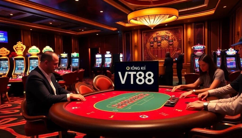 Engage in excitement with ĐĂNG KÝ VT88 at a luxury casino gaming table.